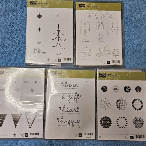 Stampin' Up! Lot of 5 stamp sets mixed holiday scrapbook rubber stamps memories - Picture 2 of 6